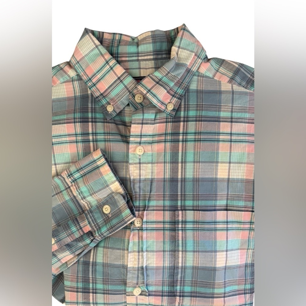 Vineyard Vines Classic Fit Murray Plaid Shirt Sz S Cotton Stretch Blue Pink - Picture 2 of 7